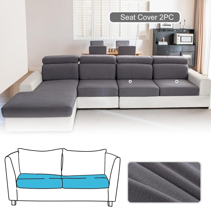 改Couch Cushion Covers Individual Thicker and Softer Dralon Fabric Sofa Cushion Covers, Large Super Stretch Couch Seat Covers Couch Slipcovers for Sectional Sofa (3PC, Grey)