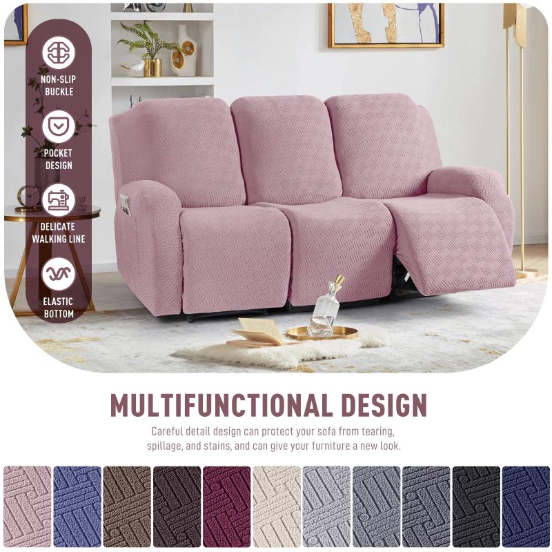 Recliner Covers, Stretch Reclining Chair Covers, Recliner Sofa Slipcovers Stripe Jacquard Recliner Couch Covers Furniture Protector Covers for Pet Kid