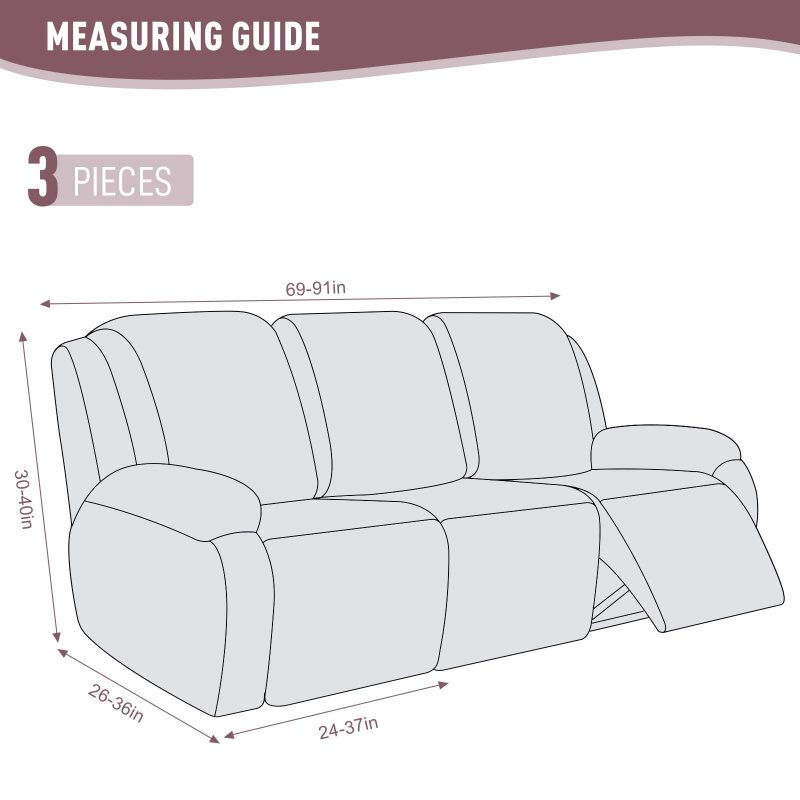 Recliner Covers, Stretch Reclining Chair Covers, Recliner Sofa Slipcovers Stripe Jacquard Recliner Couch Covers Furniture Protector Covers for Pet Kid