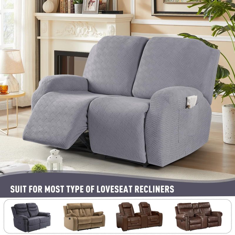 Recliner Covers, Stretch Reclining Chair Covers, Recliner Sofa Slipcovers Stripe Jacquard Recliner Couch Covers Furniture Protector Covers for Pet Kid