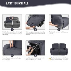 Recliner Covers, Stretch Reclining Chair Covers, Recliner Sofa Slipcovers Stripe Jacquard Recliner Couch Covers Furniture Protector Covers for Pet Kid