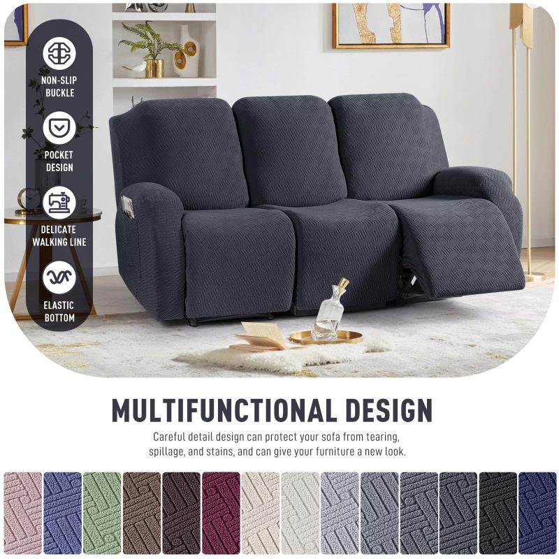 Recliner Covers, Stretch Reclining Chair Covers, Recliner Sofa Slipcovers Stripe Jacquard Recliner Couch Covers Furniture Protector Covers for Pet Kid