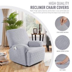 Recliner Covers, Stretch Reclining Chair Covers, Recliner Sofa Slipcovers Stripe Jacquard Recliner Couch Covers Furniture Protector Covers for Pet Kid