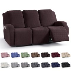 Recliner Covers, Stretch Reclining Chair Covers, Recliner Sofa Slipcovers Stripe Jacquard Recliner Couch Covers Furniture Protector Covers for Pet Kid