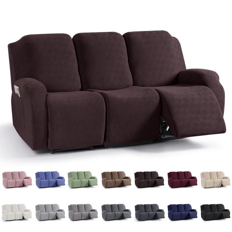 Recliner Covers, Stretch Reclining Chair Covers, Recliner Sofa Slipcovers Stripe Jacquard Recliner Couch Covers Furniture Protector Covers for Pet Kid