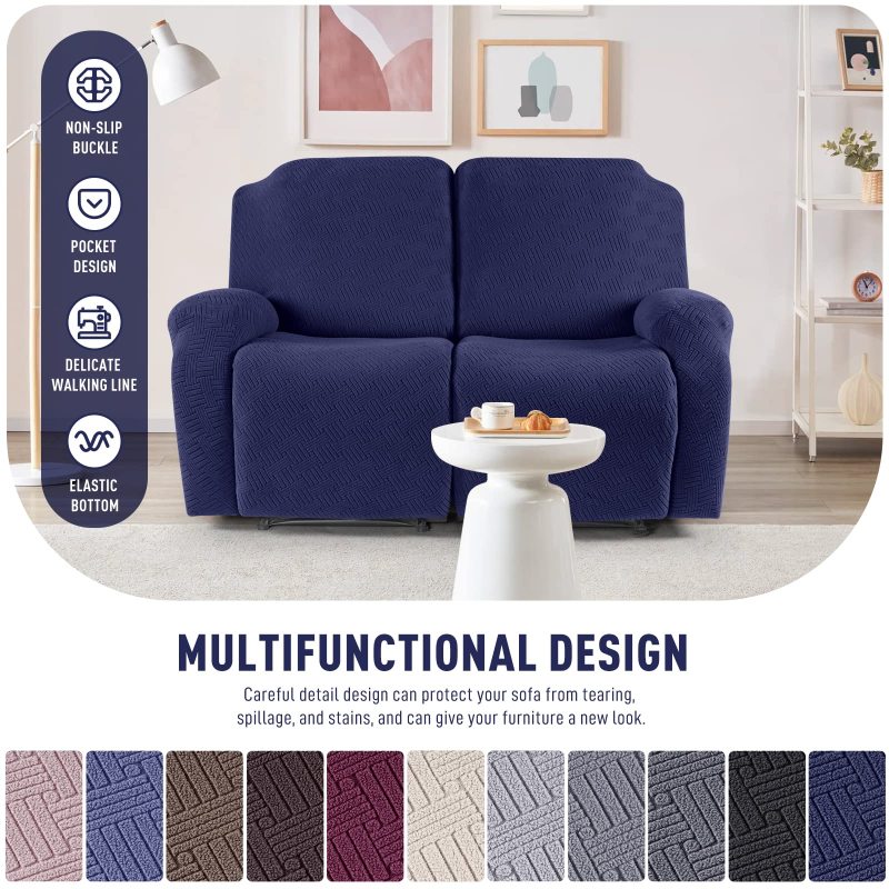Recliner Covers, Stretch Reclining Chair Covers, Recliner Sofa Slipcovers Stripe Jacquard Recliner Couch Covers Furniture Protector Covers for Pet Kid
