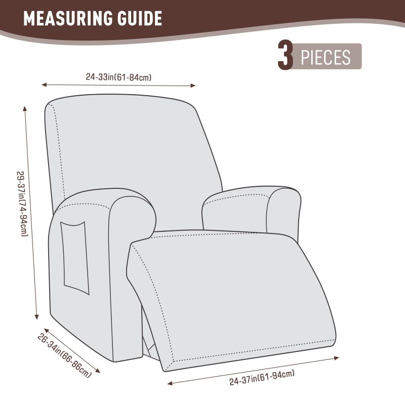 改KinCam Recliner Covers, Stretch Reclining Chair Covers, Recliner Sofa Slipcovers Stripe Jacquard Recliner Couch Covers Furniture Protector Covers for Pet Kid (1 Seater, Dark Gray)