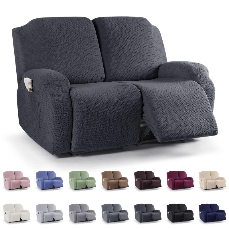 Recliner Covers, Stretch Reclining Chair Covers, Recliner Sofa Slipcovers Stripe Jacquard Recliner Couch Covers Furniture Protector Covers for Pet Kid