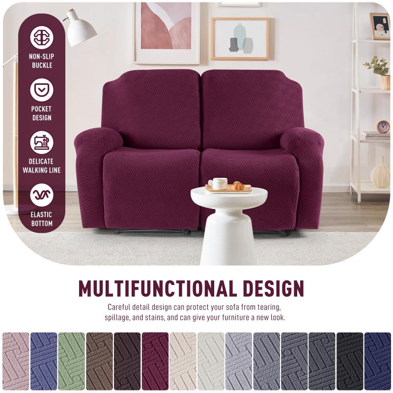 Recliner Covers, Stretch Reclining Chair Covers, Recliner Sofa Slipcovers Stripe Jacquard Recliner Couch Covers Furniture Protector Covers for Pet Kid