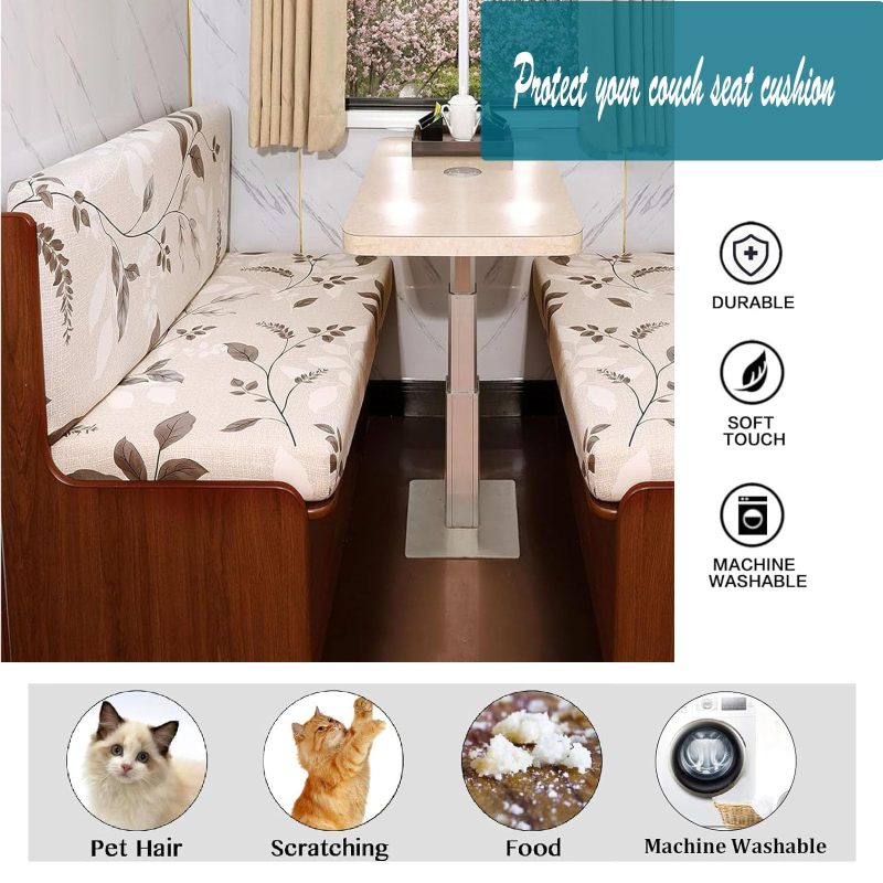 Dinette Cushion Covers， Stretch Jacquard Sofa Seat Slipcovers，Camper Cushions Cover Washable Couch Cushion Slipcovers
