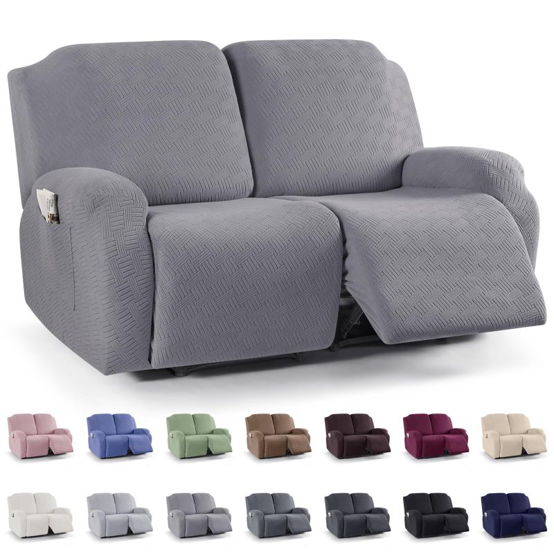 Recliner Covers, Stretch Reclining Chair Covers, Recliner Sofa Slipcovers Stripe Jacquard Recliner Couch Covers Furniture Protector Covers for Pet Kid