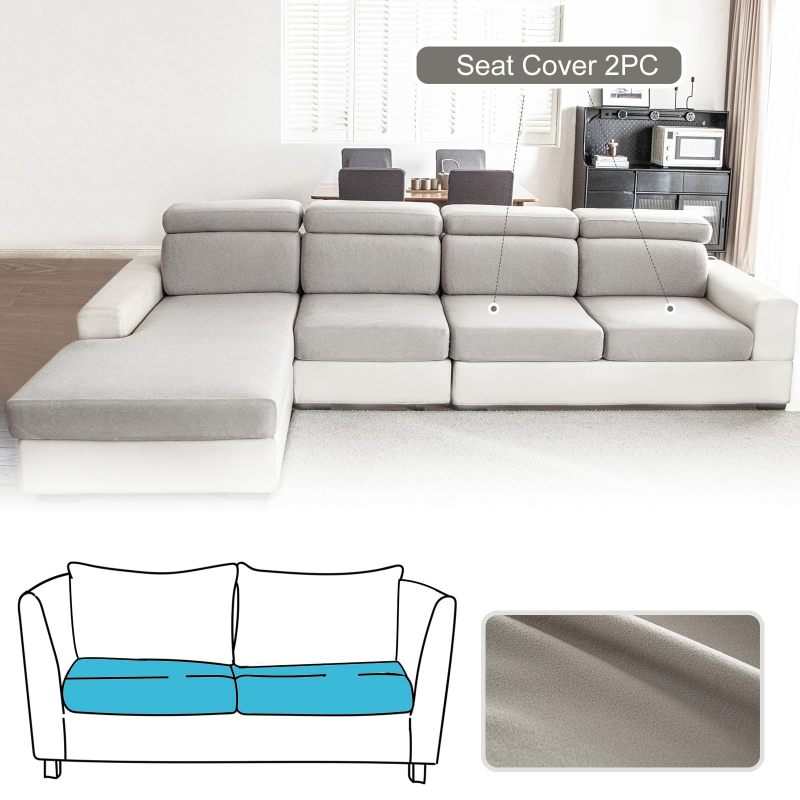 Couch Cushion Covers Individual Thicker and Softer Dralon Fabric Sofa Cushion Covers, Large Super Stretch Couch Seat Covers Couch Slipcovers for Sectional Sofa
