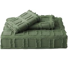 Waffle Weave Duvet Cover Set Mist Sage Tufted Duvet Cover 100% Washed Microfiber Soft & Breathable Textured Comforter Cover Set with Zipper Closure Corner Ties