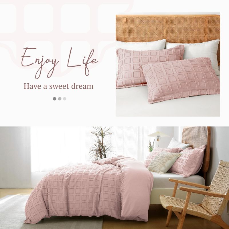 Waffle Weave Duvet Cover Set Mist Sage Tufted Duvet Cover 100% Washed Microfiber Soft & Breathable Textured Comforter Cover Set with Zipper Closure Corner Ties