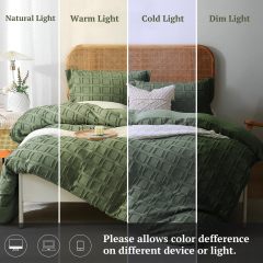 Waffle Weave Duvet Cover Set Mist Sage Tufted Duvet Cover 100% Washed Microfiber Soft & Breathable Textured Comforter Cover Set with Zipper Closure Corner Ties