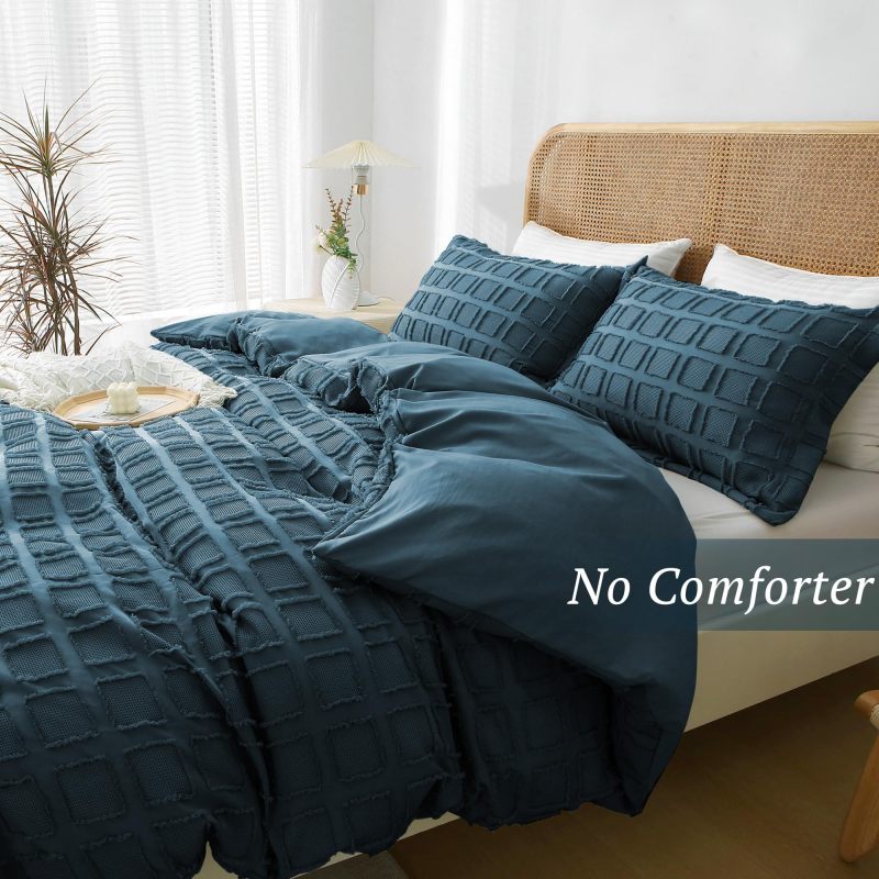 改MILDLY Waffle Weave Duvet Cover Set Mist Sage Tufted Duvet Cover 100% Washed Microfiber Soft &amp; Breathable Textured Comforter Cover Set with Zipper Closure Corner Ties