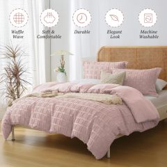 改MILDLY Waffle Weave Duvet Cover Set Mist Sage Tufted Duvet Cover 100% Washed Microfiber Soft &amp; Breathable Textured Comforter Cover Set with Zipper Closure Corner Ties