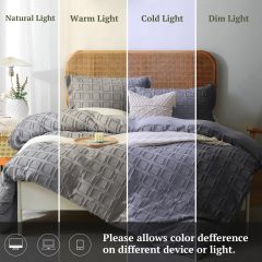 Waffle Weave Duvet Cover Set Mist Sage Tufted Duvet Cover 100% Washed Microfiber Soft & Breathable Textured Comforter Cover Set with Zipper Closure Corner Ties