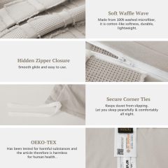 Waffle Weave Duvet Cover Set Mist Sage Tufted Duvet Cover 100% Washed Microfiber Soft & Breathable Textured Comforter Cover Set with Zipper Closure Corner Ties