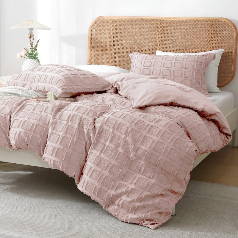 改MILDLY Waffle Weave Duvet Cover Set Mist Sage Tufted Duvet Cover 100% Washed Microfiber Soft &amp; Breathable Textured Comforter Cover Set with Zipper Closure Corner Ties