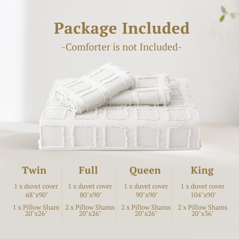 Waffle Weave Duvet Cover Set Mist Sage Tufted Duvet Cover 100% Washed Microfiber Soft & Breathable Textured Comforter Cover Set with Zipper Closure Corner Ties