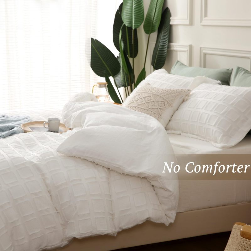 Waffle Weave Duvet Cover Set Mist Sage Tufted Duvet Cover 100% Washed Microfiber Soft & Breathable Textured Comforter Cover Set with Zipper Closure Corner Ties