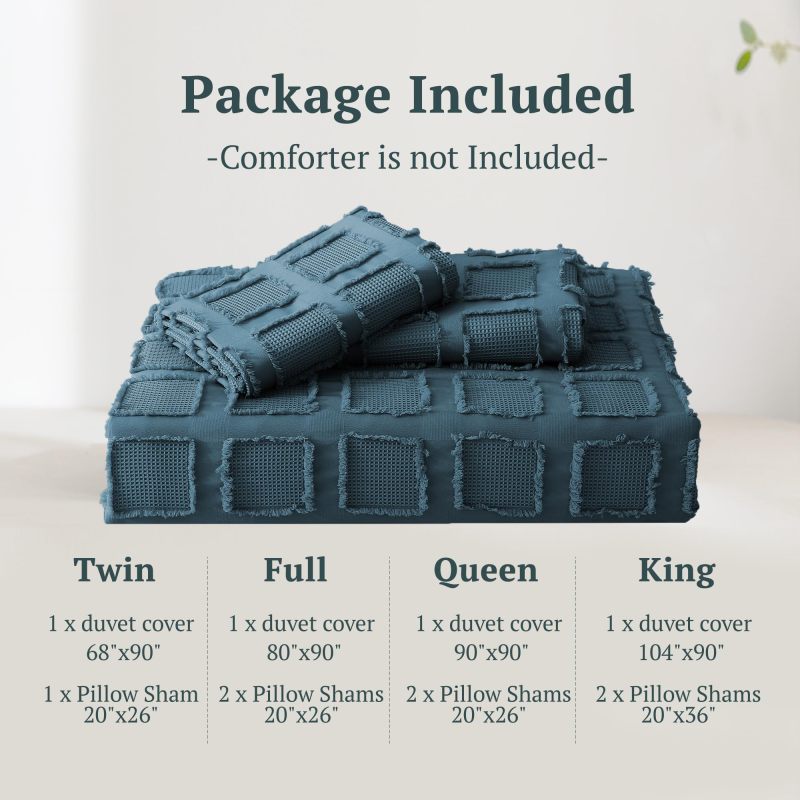 改MILDLY Waffle Weave Duvet Cover Set Mist Sage Tufted Duvet Cover 100% Washed Microfiber Soft &amp; Breathable Textured Comforter Cover Set with Zipper Closure Corner Ties