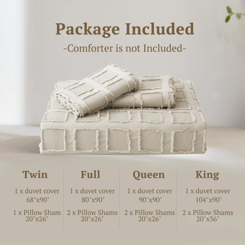 Waffle Weave Duvet Cover Set Mist Sage Tufted Duvet Cover 100% Washed Microfiber Soft & Breathable Textured Comforter Cover Set with Zipper Closure Corner Ties