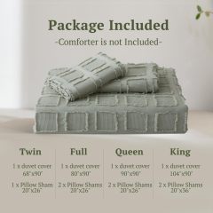 Waffle Weave Duvet Cover Set Mist Sage Tufted Duvet Cover 100% Washed Microfiber Soft & Breathable Textured Comforter Cover Set with Zipper Closure Corner Ties