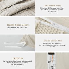 Waffle Weave Duvet Cover Set Mist Sage Tufted Duvet Cover 100% Washed Microfiber Soft & Breathable Textured Comforter Cover Set with Zipper Closure Corner Ties