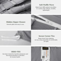 Waffle Weave Duvet Cover Set Mist Sage Tufted Duvet Cover 100% Washed Microfiber Soft & Breathable Textured Comforter Cover Set with Zipper Closure Corner Ties