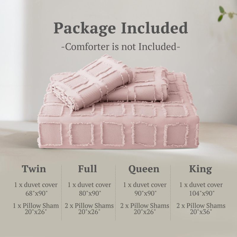改MILDLY Waffle Weave Duvet Cover Set Mist Sage Tufted Duvet Cover 100% Washed Microfiber Soft &amp; Breathable Textured Comforter Cover Set with Zipper Closure Corner Ties