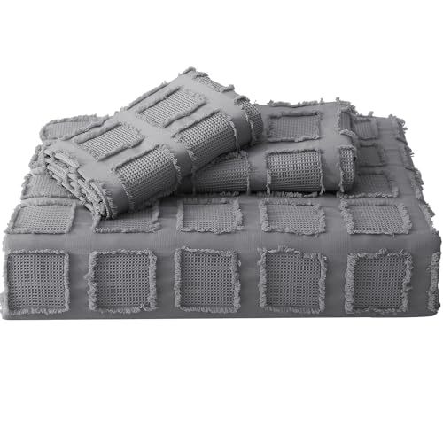 Waffle Weave Duvet Cover Set Mist Sage Tufted Duvet Cover 100% Washed Microfiber Soft & Breathable Textured Comforter Cover Set with Zipper Closure Corner Ties
