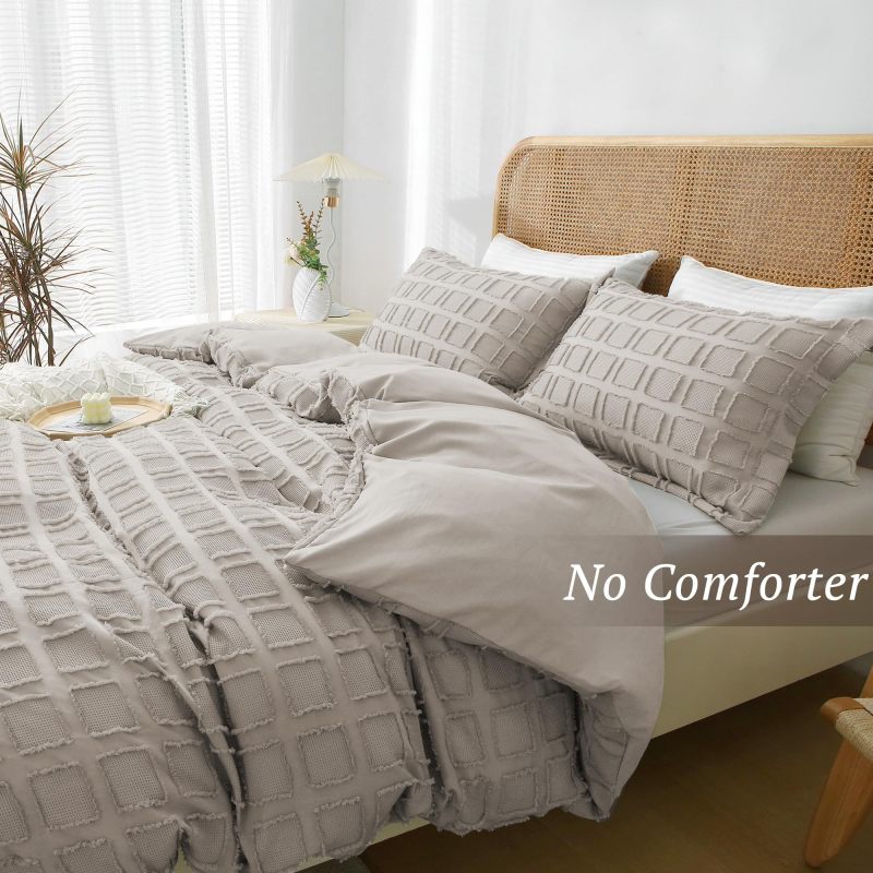 Waffle Weave Duvet Cover Set Mist Sage Tufted Duvet Cover 100% Washed Microfiber Soft & Breathable Textured Comforter Cover Set with Zipper Closure Corner Ties