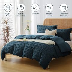 改MILDLY Waffle Weave Duvet Cover Set Mist Sage Tufted Duvet Cover 100% Washed Microfiber Soft &amp; Breathable Textured Comforter Cover Set with Zipper Closure Corner Ties