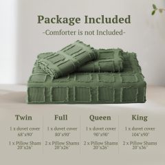 Waffle Weave Duvet Cover Set Mist Sage Tufted Duvet Cover 100% Washed Microfiber Soft & Breathable Textured Comforter Cover Set with Zipper Closure Corner Ties