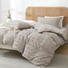 改MILDLY Waffle Weave Duvet Cover Set Mist Sage Tufted Duvet Cover 100% Washed Microfiber Soft &amp; Breathable Textured Comforter Cover Set with Zipper Closure Corner Ties