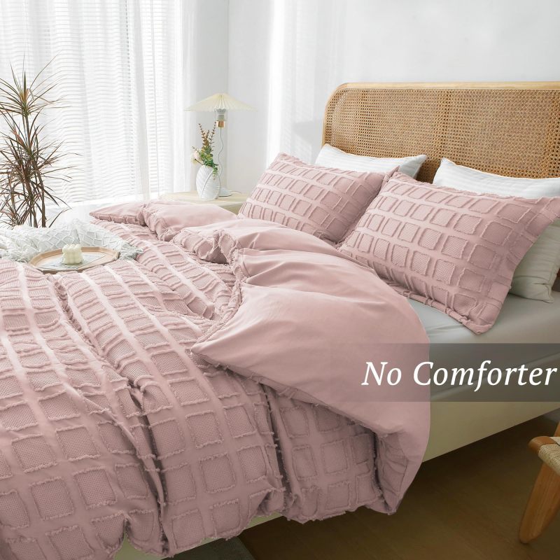 改MILDLY Waffle Weave Duvet Cover Set Mist Sage Tufted Duvet Cover 100% Washed Microfiber Soft &amp; Breathable Textured Comforter Cover Set with Zipper Closure Corner Ties