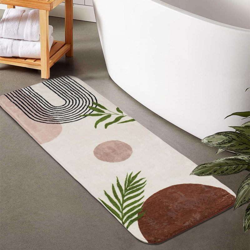 Bathroom Rugs Non-Slip Boho Bath Mat, Small Cute Bath Mat Soft Washable Bathmat Shower Rug for Bathtub Boho Decor
