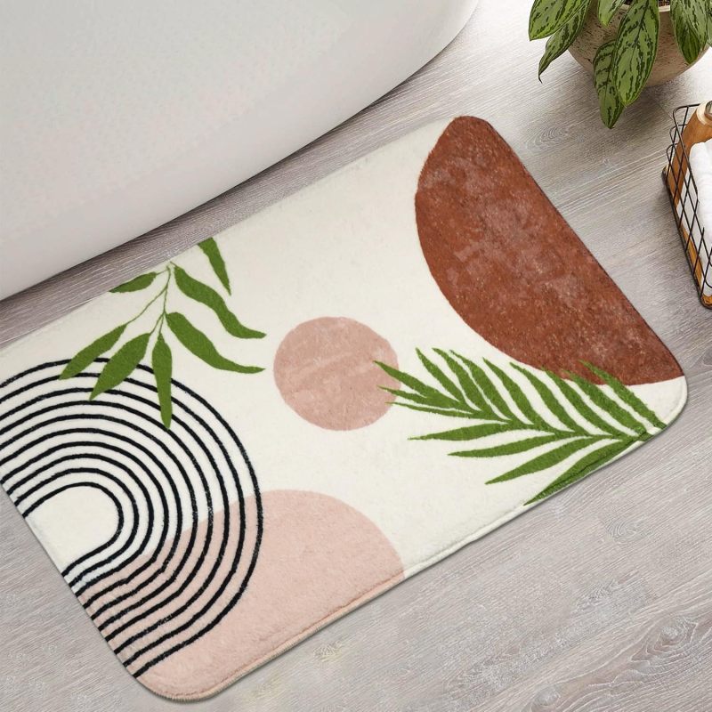 Bathroom Rugs Non-Slip Boho Bath Mat, Small Cute Bath Mat Soft Washable Bathmat Shower Rug for Bathtub Boho Decor
