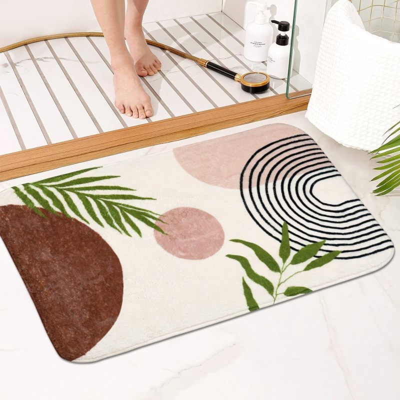 Bathroom Rugs Non-Slip Boho Bath Mat, Small Cute Bath Mat Soft Washable Bathmat Shower Rug for Bathtub Boho Decor