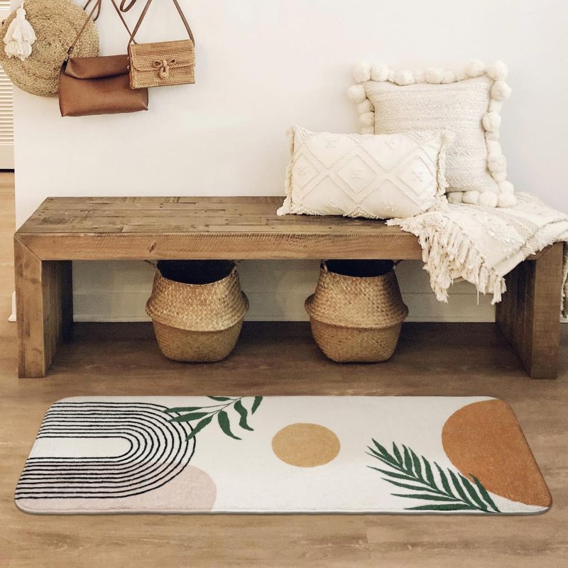 Bathroom Rugs Non-Slip Boho Bath Mat, Small Cute Bath Mat Soft Washable Bathmat Shower Rug for Bathtub Boho Decor