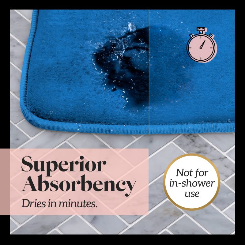 改Genteele Bath Mats, Non Slip - Grey 17" x 24" Memory Foam Bathroom Rugs - Quick Dry