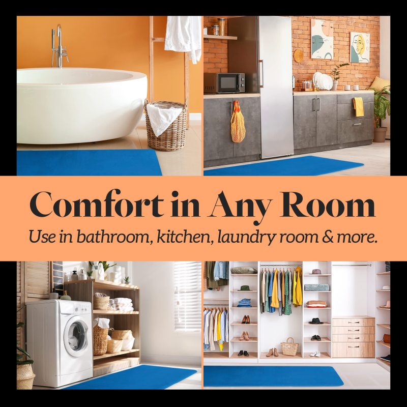改Genteele Bath Mats, Non Slip - Grey 17" x 24" Memory Foam Bathroom Rugs - Quick Dry