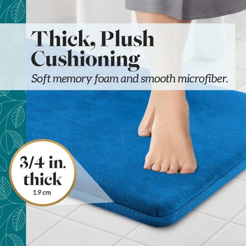改Genteele Bath Mats, Non Slip - Grey 17" x 24" Memory Foam Bathroom Rugs - Quick Dry