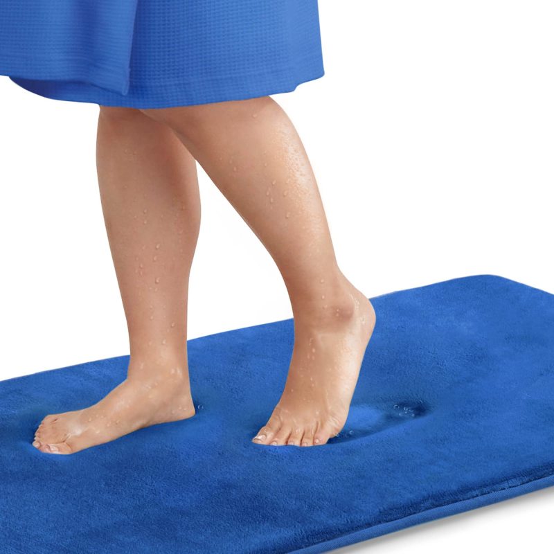 改Genteele Bath Mats, Non Slip - Grey 17" x 24" Memory Foam Bathroom Rugs - Quick Dry