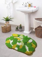 改Cute Green Moss Bathroom Runner Rug Long Rectangular Boho Aesthetic Leaf Leaves Bath Mat Shaggy Non Slip Absorbent Shower Mat Decor