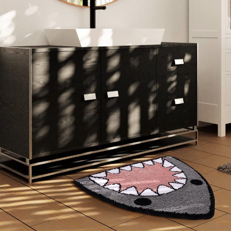 改TRUEDAYS Bathroom Rug Bath Mat Shark Shaped Non Slip Bath Rug Extra Soft and Absorbent Microfiber Bath Rugs for Bathroom Floor Tub and Shower Dry Quickly