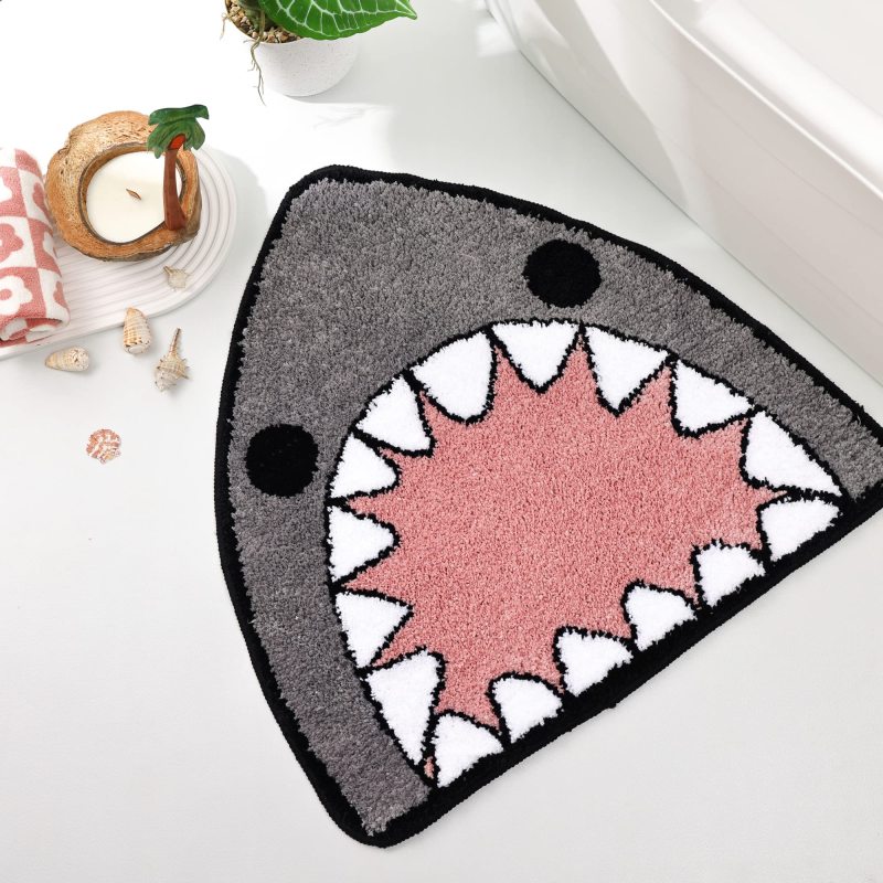 改TRUEDAYS Bathroom Rug Bath Mat Shark Shaped Non Slip Bath Rug Extra Soft and Absorbent Microfiber Bath Rugs for Bathroom Floor Tub and Shower Dry Quickly