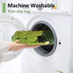 改Cute Green Moss Bathroom Runner Rug Long Rectangular Boho Aesthetic Leaf Leaves Bath Mat Shaggy Non Slip Absorbent Shower Mat Decor